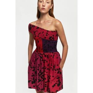 S/W/F One Shoulder Shirred Mini Dress Opposites Attract vacations Wedding Partie